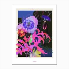 Nigella 2 Neon Flower Collage Poster Canvas Print