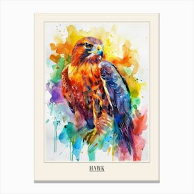 Hawk Colourful Watercolour 2 Poster Canvas Print