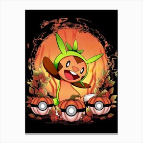 Chespin Spooky Night - Pokemon Halloween Canvas Print