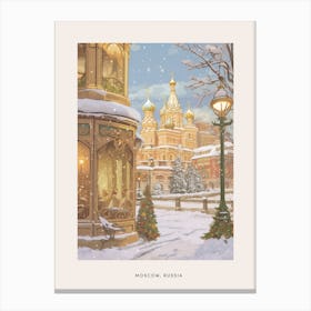 Vintage Winter Poster Moscow Russia 4 Canvas Print