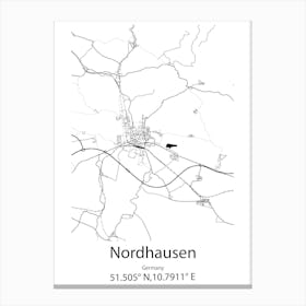 Nordhausen,Germany Minimalist Map Canvas Print