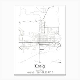 Craig,United States Minimalist Map 1 Canvas Print