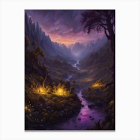 River Fireflies Print Canvas Print