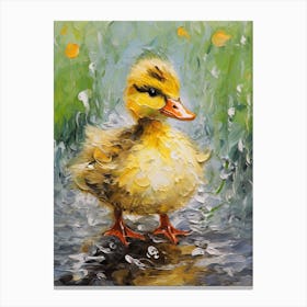 Brushstroke Duckling Impressionism Inspired 3 Canvas Print