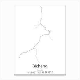 Bicheno,Australia Minimalist Map Canvas Print