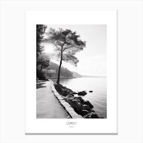 Poster Of Lerici, Italy, Black And White Photo 3 Canvas Print
