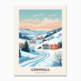 Vintage Winter Travel Poster Cornwall United Kingdom 3 Canvas Print