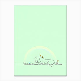 Minimalist Dog With Butterflies Canvas Print