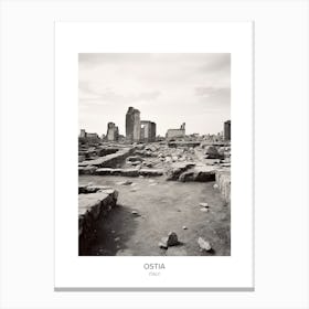 Poster Of Ostia, Italy, Black And White Photo 2 Canvas Print