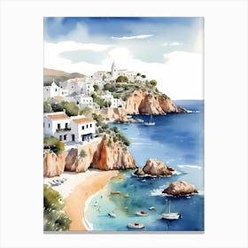 Spanish Ibiza Travel Poster Watercolor Painting (17) Canvas Print