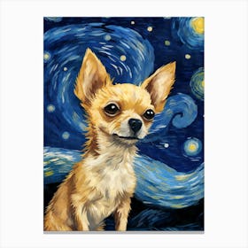 Chihuahua Starry Night Dog Portrait Canvas Print