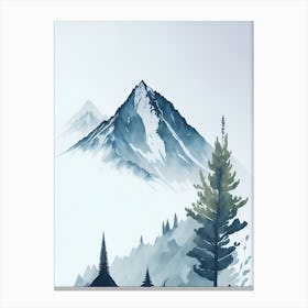 Mountain And Forest In Minimalist Watercolor Vertical Composition 272 Canvas Print