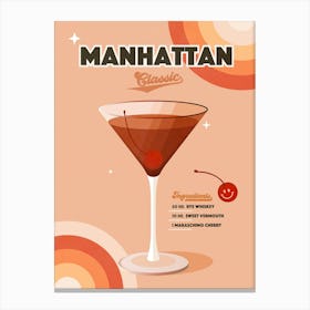 Manhattan Classic Retro Rainbow Peach, Orange and Cream Canvas Print