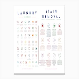 Laundry Guide Symbols Colorful Canvas Print