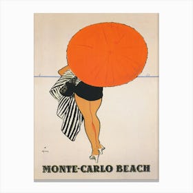 Monte Carlo Beach Vintage Travel Poster 1 Canvas Print