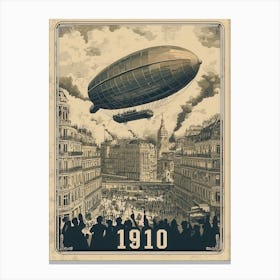 Aihrgdesign A Vintage Poster Of An Early Airship Soaring Abov 094872b1 7402 4bb1 8862 6f13ea3ea965 2 Canvas Print