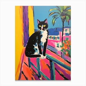 Painting Of A Cat In Cannes France 4 Canvas Print