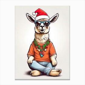 Llama Christmas Hat Canvas Print