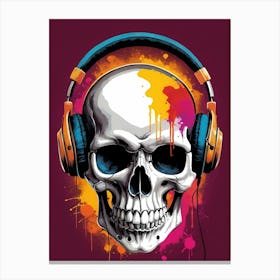 Skull With Headphones Pop Art (1) Canvas Print