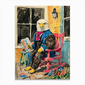 Eagle In Rocking Chair Canvas Print