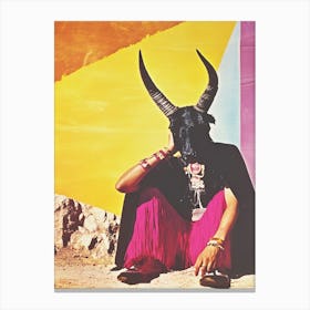 Horned Goat Collage Canvas Print