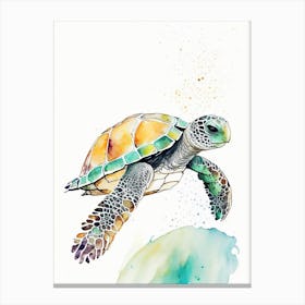 Foraging Sea Turtle, Sea Turtle Minimalist Watercolour 1 Canvas Print