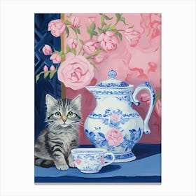 Animals Having Tea   Cat Kittens 7 Canvas Print
