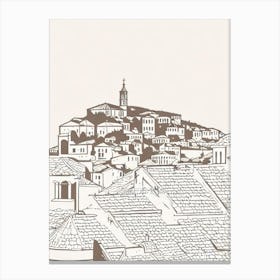 Dubrovnik Old Town 2 Croatia Boho Landmark Illustration Canvas Print