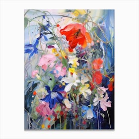 Abstract Flower Painting Lobelia 2 Canvas Print