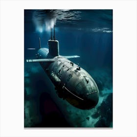 Submarine In The Ocean-Reimagined 27 Canvas Print