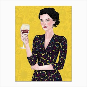 Woman With A Glass Of Wine Canvas Print