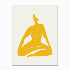 Meditating Nude In Yellow Canvas Print