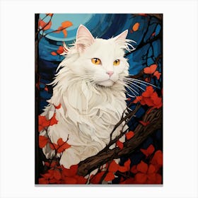 White Cat In The Forest Canvas Print