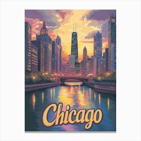 Aihrgdesign A Mid Century Modern Travel Poster For Chicago 3 Canvas Print