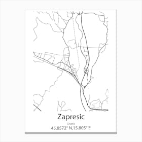 Zapresic,Croatia Minimalist Map Canvas Print