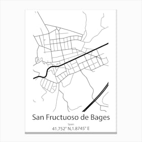 San Fructuoso De Bages,Spain Minimalist Map Canvas Print