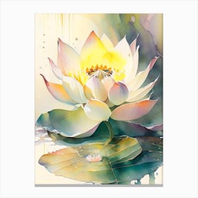 Giant Lotus Storybook Watercolour 2 Canvas Print