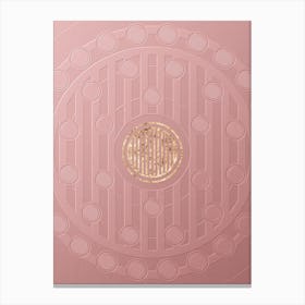 Geometric Gold Glyph on Circle Array in Pink Embossed Paper n.0161 Canvas Print