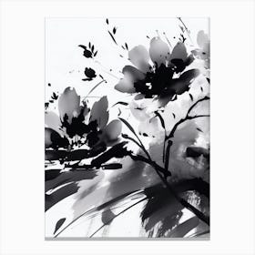 Black And White Flower Painting Canvas Print