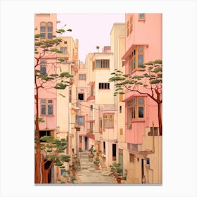 Beirut Lebanon 1 Vintage Pink Travel Illustration Canvas Print