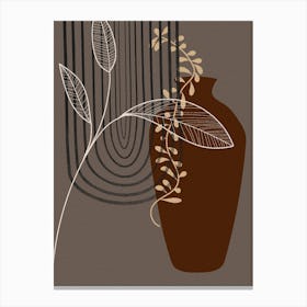 Plants Vase Leaves Botanical Canvas Print