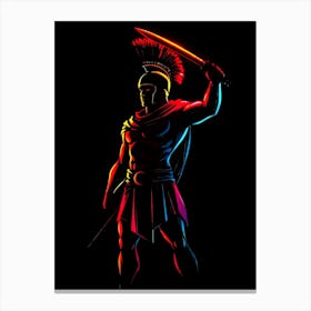 Spartan Warrior Neon Silhouette Canvas Print