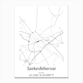 Szekesfehervar,Hungary Minimalist Map Canvas Print