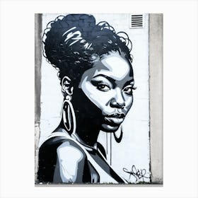 Graffiti Mural Of Beautiful Black Woman 291 Canvas Print