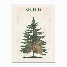 Sequoia Tree Minimal Japandi Illustration 3 Poster Canvas Print