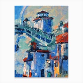 Port Of Burgas Bulgaria Abstract Block 2 harbour Canvas Print