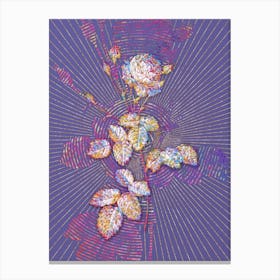 Geometric Provence Rose Mosaic Botanical Art on Veri Peri Canvas Print