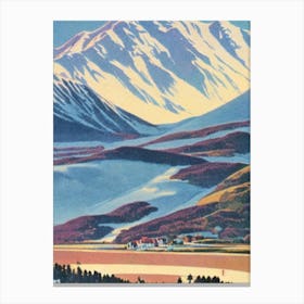 Mount Ruapehu, New Zealand Ski Resort Vintage Landscape 3 Skiing Poster Canvas Print