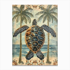 Palm Tree Sea Turtle Wallpaper Inspired 2 Canvas Print