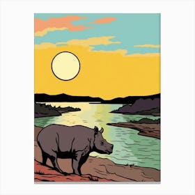 Rhino In The Sunset 1 Canvas Print